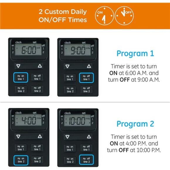 Indoor/Outdoor Plug-in Digital Timer, One Grounded Outlet, Two Easy-to-Set - Picture 6 of 8